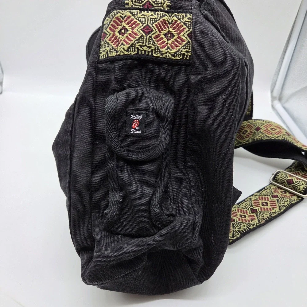 Vintage Rolling Stones Messenger Bag Rock & Roll Music Black Fabric